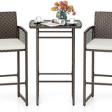 Tangkula 3 Piece Patio Bar Set for Backyard