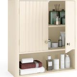 Tangkula Fluted Bathroom Wall Cabinet Modern Double Door Medicine Cabinet