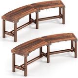 Tangkula Patio Curved Bench Solid Wood Fire Pit Bench