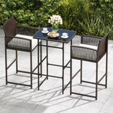Tangkula 3 Piece Patio Bar Set for Backyard