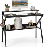 Tangkula 2 Tier Computer Desk with Monitor Stand