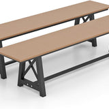 Tangkula 6 FT HDPE Outdoor Bench, Extra Long Patio Picnic Bench for 3-4 People, 1100 lbs Weight Capacity