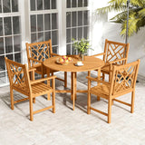 Tangkula 2 Pieces Slatted Patio Heavy Duty Acacia Armchairs with Inclined Backrest