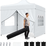 Tangkula 10 x 10 FT Pop up Canopy Tent with 4 Removable Sidewalls and Wheeled Bag
