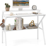Tangkula 2 Tier Computer Desk with Monitor Stand