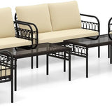 Tangkula 4 Pieces Patio Furniture Set, Outdoor Wicker Conversation Bistro Set