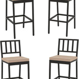 Tangkula Patio Bar Chairs, Heavy-Duty Metal Frame Bar Stools w/Backrest, Indoor Outdoor Barstools