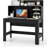 Tangkula Computer Desk with Hutch, Home Office Desk with Bookshelf