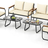 Tangkula Outdoor Conversation Set with Tempered Glass Coffee Table