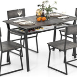 Tangkula 5 Piece Dining Table Set for 4, Kitchen Table and Chairs with 4 Trapezoid Chairs & Storage Rack