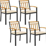 Tangkula Patio Dining Chairs Set of 2/4, Metal Outdoor Chairs, Support 400 LBS, Parallel back