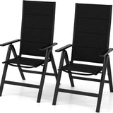 Tangkula Patio Folding Chair, Outdoor Dining Chairs with Soft Padded Seat, 7-Position Adjustable Backrest, Armrests