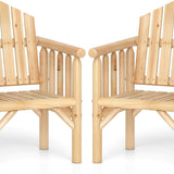 Tangkula Outdoor Wooden Patio Dining Chair with Armrests and Reclined High Backrest