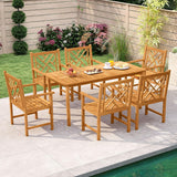 Tangkula 2 Pieces Slatted Patio Heavy Duty Acacia Armchairs with Inclined Backrest