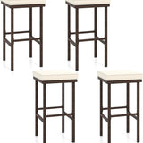 Tangkula Patio Wicker Bar Stools Set of 2/4, Patiojoy Outdoor Bar Height Chairs w/Seat Cushions & Footrest