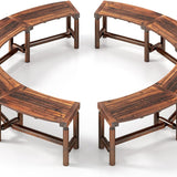 Tangkula Patio Curved Bench Solid Wood Fire Pit Bench