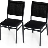 Tangkula Outdoor Dining Chair, Patio Armless Chair with Breathable Seat & Backrest