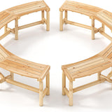 Tangkula Patio Curved Bench Solid Wood Fire Pit Bench