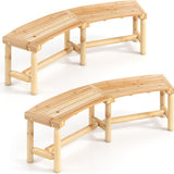 Tangkula Patio Curved Bench Solid Wood Fire Pit Bench