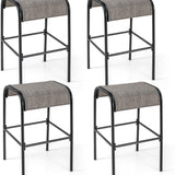 Tangkula Outdoor Bar Stools Set of 2/4, 30" Bar Height Bistro Stools with Breathable Fabric Seat & Heavy-Duty Metal Frame