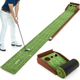 Tangkula 10 FT Golf Putting Green, 2/3-Hole Golf Putting Practice Mat with Auto Ball Return for Indoors & Outdoors