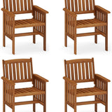 Tangkula Patio Chairs Set of 2/4 Outdoor Solid Wood Chairs with Slatted Seat and Inclined Backrest