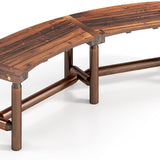 Tangkula Patio Curved Bench Solid Wood Fire Pit Bench
