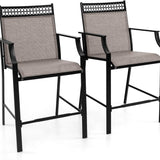 Tangkula Outdoor Bar Stools Set of 2/4, Heavy-Duty Patio Stools & Bar Chairs with Footrest & Armrests