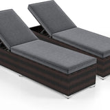 Tangkula Outdoor Chaise Lounge, Patio Wicker Lounge Chair w/ 4-Level Backrest, Heavy-Duty Metal Frame