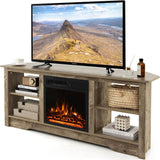 Tangkula 58” Fireplace TV Stand, Home Entertainment Center with 18” 1500W Electric Fireplace