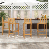 Tangkula Teak Wood Bar Stool, 30” Bar Chair with Footrest & Backrest