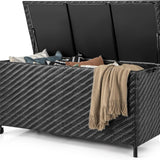 Tangkula Tightly-Woven Rattan Deck Box, Patiojoy Storage Cabinet Container with Polyester Liner, 85 Gallon Indoor Outdoor Storage Bo