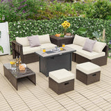 Tangkula 9 Pieces Patio 42” Propane Fire Pit Table Set