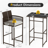 Tangkula 3 Piece Patio Bar Set for Backyard