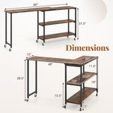 Tangkula Large Mobile Couch Table with 2-Tier Storage Shelves