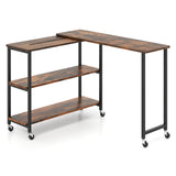 Tangkula Large Mobile Couch Table with 2-Tier Storage Shelves