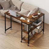 Tangkula Large Mobile Couch Table with 2-Tier Storage Shelves
