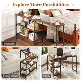 Tangkula Large Mobile Couch Table with 2-Tier Storage Shelves