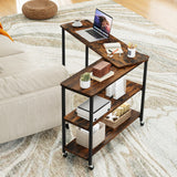 Tangkula Large Mobile Couch Table with 2-Tier Storage Shelves