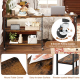 Tangkula Large Mobile Couch Table with 2-Tier Storage Shelves