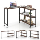 Tangkula Large Mobile Couch Table with 2-Tier Storage Shelves