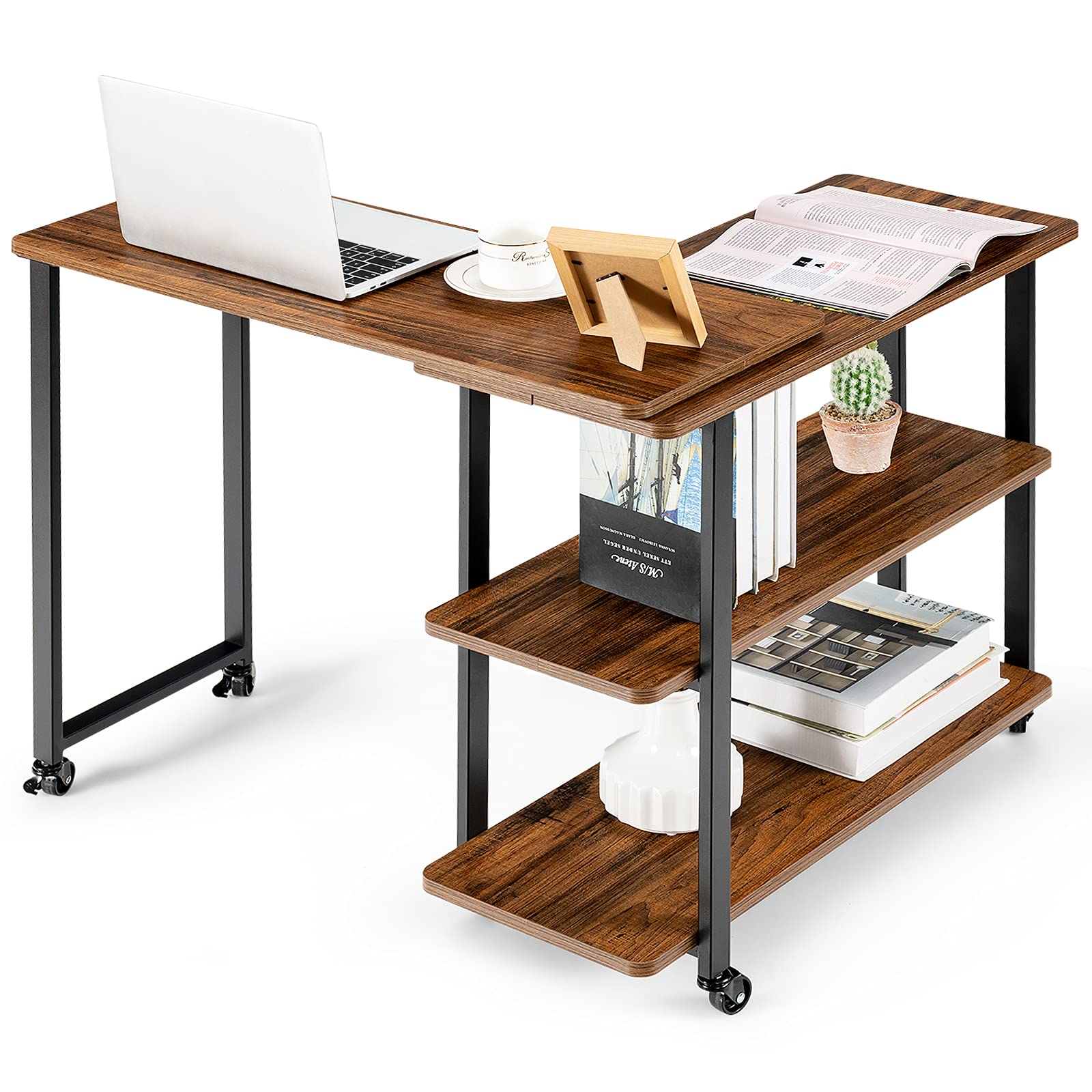 Rollende Sofa Bijzettafel, 2-laags kleine eindtafel, eenvoudig te monteren houten bovenbedtafel met wielen voor opslag, platenspeler, laptop. Rustieke mobiele snack koffie thee banktafel voor Rollende Sofa Bijzettafel, 2-laags kleine eindtafel, eenvoudig te monteren houten bovenbedtafel met wielen voor opslag, platenspeler, laptop. Rustieke mobiele snack koffie thee banktafel voor