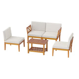 Tangkula 5/10 Pieces Acacia Wood Patio Furniture Set, Outdoor Sectional Conversation Set with Cushions