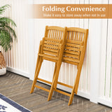 Tangkula 2/4 Pieces Folding Outdoor Dining Chairs, Acacia Wood Patio Chairs with Soft Cushions