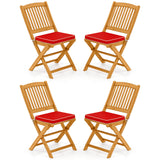 Tangkula 2/4 Pieces Folding Outdoor Dining Chairs, Acacia Wood Patio Chairs with Soft Cushions
