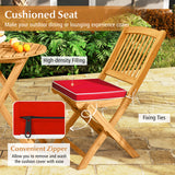 Tangkula 2/4 Pieces Folding Outdoor Dining Chairs, Acacia Wood Patio Chairs with Soft Cushions