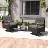 Tangkula 3 Piece Outdoor Swivel Chair Set