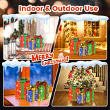 Tangkula Set of 3 Lighted Christmas Boxes Decoration, Lighted Present Boxes Set with Exquisite Boxes