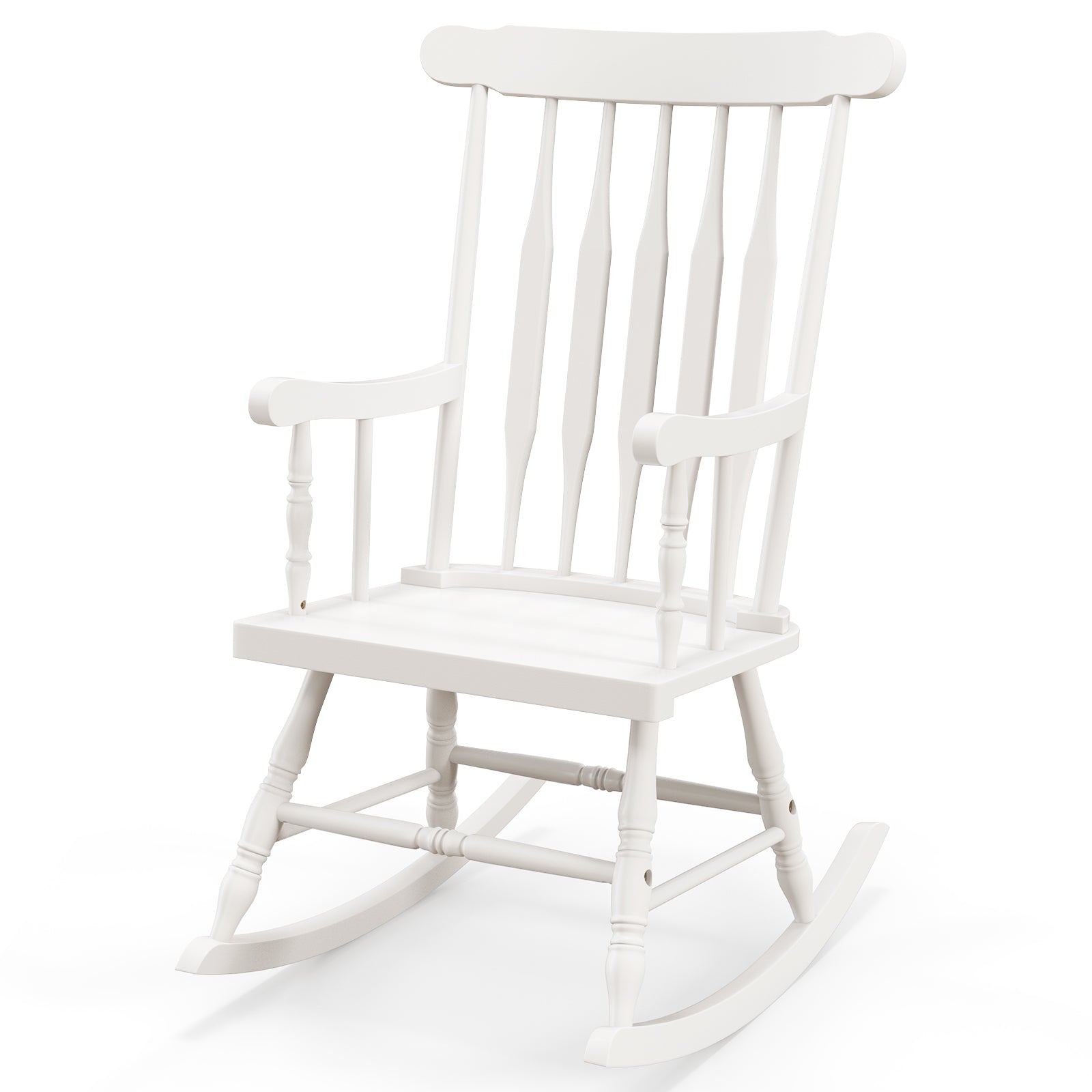 Tangkula Patio Rocking Chair Solid Wood, Outdoor Porch Rocker