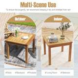 Tangkula Outdoor Side Table, Teak Wood End Table, Square Patio Snack Table